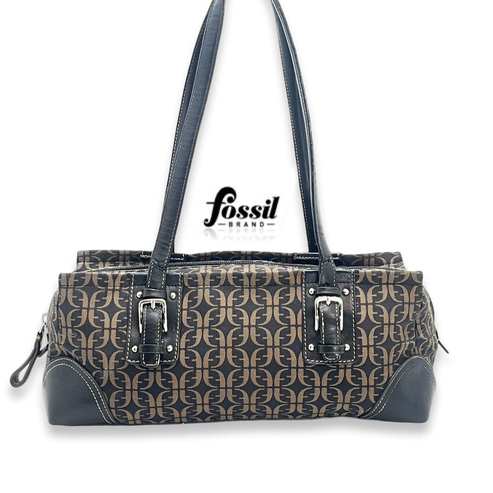 Fossil Vintage Baguette Jacquard Monogram Satchel